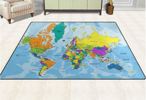 lot 246 image: ALAZA Colorful World Map Area Rug Rugs for Living Room Bedroom