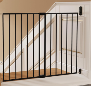 lot 282 image: Safe Go Adjustable Baby Safety Swing Gate, Hardware-Mounted Metal Gate for Stairs and Doorways, Secure Latch for Kids and Pets (Black, 24-40.5 W x 28.75 H)