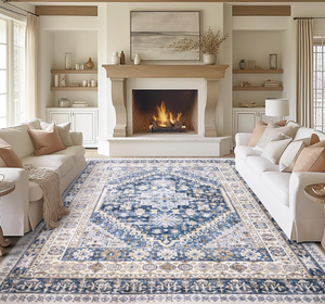 lot 22 image: zesthome 8x10 Area Rugs for Living Room,Non-Slip Backing Washable Rugs,Vintage Large Area Rug,Stain Resistant Home Decor Rug (BlueBeige,8x10)