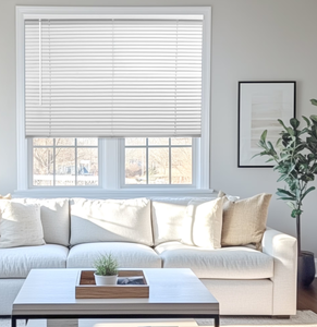 lot 252 image: Chicology 54W x 48H White Cordless Vinyl Mini Window Blinds 1 Slats