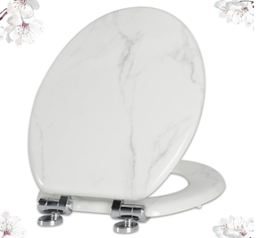 lot 263 image: Angel Shield Marble Toilet Seat Durable Molded Wood with Quiet Close,Easy Clean,Quick-Release Hinges (Elongated,White Marble)