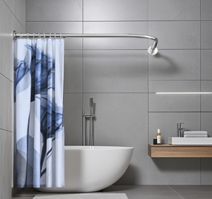 lot 285 image: Adjustable Corner Shower Curtain Rod, Stretchable Stainless Steel L Shaped Shower Curtain Rail, (SizeA 70-95cm X 70-95cm,ColorSilver)