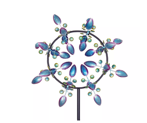 lot 414 image: Cyan Oasis 86.5-Inch Flowering Sway Wind Spinner