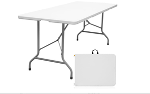 lot 427 image: Folding Table 6ft Portable Heavy Duty Plastic Fold-in-Half