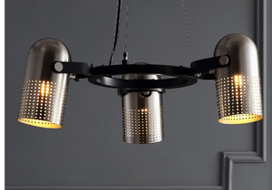 lot 435 image: JONATHAN Y Loki 22 3-Light Adjustable Metal LED Chandelier, Brushed NickelBlack