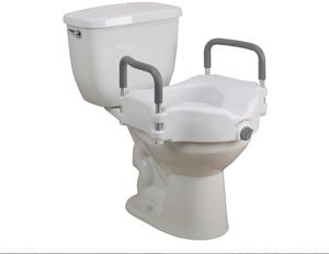 lot 436 image: Drive Medical RTL12027RA 2-in-1 Raised Toilet Seat with Removable Padded Arms