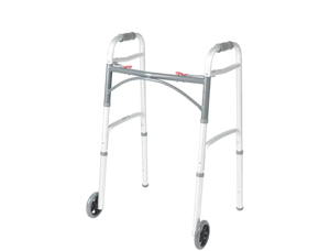 lot 439 image: Drive Medical PreserveTech Deluxe Two Button Folding Walker with 5 in. Wheels