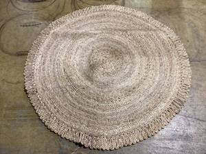 lot 459 image: GRUHUM Handwoven Jute Area Rug 5 feet Round Natural Fiber Boho Soft Braided Rustic Vintage Beige Reversible Eco Friendly Rugs Farmhouse Indoor Outdoor Kitchen Bedroom Living Room Hallways (5ft Round)