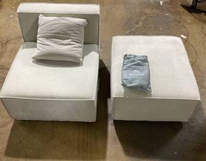 lot 9 image: Armless Chair  Ottoman and Pillow from Acanva Luxury Modular Sectional Living Room Sofa