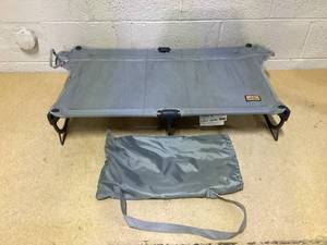 lot 467 image: Daisy Cot, Medium Foldable Elevated Dog Bed, Portable Raised Outdoor Folding Dog Cot, Cooling, Chew Proof, Waterproof, Heavy Duty Up to 160 lbs for CampingHome, Grey, 28x 18x6