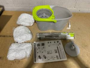 lot 182 image: MASTERTOP Mop and Bucket with Wringer Set, Small Spin Mop Cleaning System with 3 Mop Pads,Spinning Mop Bucket for Floor Cleaning, 50.4 Extended Handle