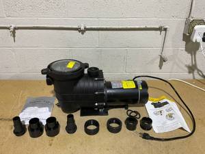 lot 51 image: XtremepowerUS 1.5 HP Above Ground Pool Pump, Variable Speed, Large Basket, 4900 GPH, 115V