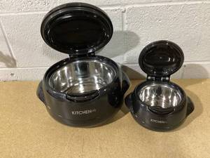 lot 381 image: Kitchen HQ Large & Small Thermal Microwaveable Insulated Bowls wLids