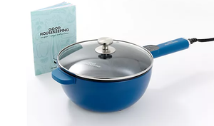 lot 42 image: Good Housekeeping 3 Qt Electric Cook Pot With Lid, Color Forest