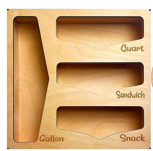 lot 302 image: Food Storage Bag Organizer Holders - Premium Wood Kitchen Drawer