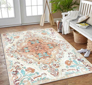 lot 318 image: Washable Area Rugs for Bedroom Living Room Non-Slip Entryway Laundry Bathroom Carpet Vintage Home Decor Low Pile Rug 8x10(ft)