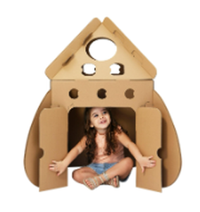 lot 333 image: LOT OF 5 iBonny Kids Rocket Ship Cardboard Playhouse Indoor Playhose Cardboard Coloring House Toy Gift for Toddlers and Kids