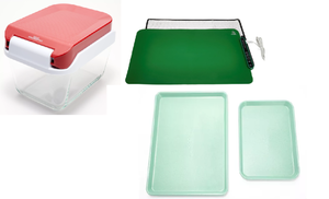 lot 357 image: Good Housekeeping 3 piece Bundle All in One Chopper, 9 x 13 and Better Half Sheet Pan Set, Electric Warming Mat with Storage Bag
