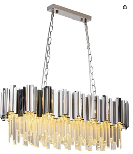 lot 54 image: WABON Modern Crystal Chandeliers, Chrome Luxury Celling Light, Contemporary Pendant Lights for Dining Room Living Room
