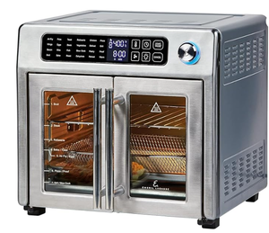 lot 58 image: Emeril Lagasse26 QT Extra Large Air Fryer, Convection Toaster Oven with French Doors, Stainless Steel