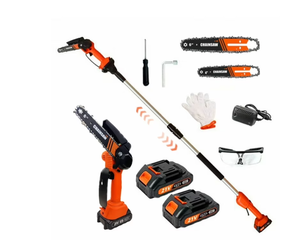 lot 60 image: 2 in 1 Cordless 6 inch Pole Saw & Mini Chainsaw with 2 Battery, Power Electric Polesaw for Tree Trimming, Chain Saw with Extension Pole, Limb Branch Cutter Pruner