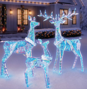 lot 81 image: Members Mark Pre-Lit Prismatic Deer Family, Set of 3