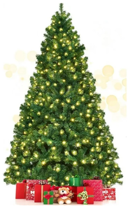 lot 82 image: 7.5ft Prelit Christmas Tree, Indoor Xmas Tree w 1346 PVC Branch, Pre-Strung 400 Warm White LED Lights & Metal Hinge, Artificial Christmas Tree for Home, Holiday, Party Decoration