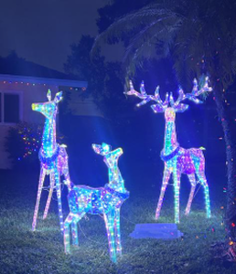 lot 85 image: Members Mark Pre-Lit Prismatic Deer Family, Set of 3