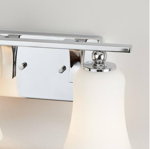 lot 183 image: Home Decorators Collection 2-Light Chrome Square Bath Vanity Light with Etched White Glass