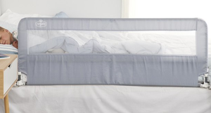 lot 191 image: RUPOUN Toddler Bed Rail for Kids, Swing Down Safety Guardrail, Universal Fit for Full, Queen and Adult Mattresses, Easy Installation