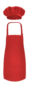 lot 481 image: Kids Apron with Chef Hat Set (3 Set) - Skin-Friendly Childrens Bib with Pocket - (Red) Santa decor