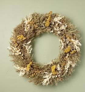 lot 484 image: Wangbujianwang Handmade Dried Flower Wreath  10 Inch Real Plant Floral Ring, Rustic Boho Wall Decor for Home, Front Door, Wedding, or Seasonal Gift