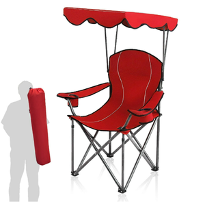 lot 468 image: Alpha Joy Folding Canopy Chair Beach Camping Chair with Cup Holder and Storage Bag Suitable for Outdoor Camping Fish, Red