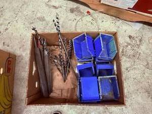 lot 11 image: Large Drill Bits & 12 Bins