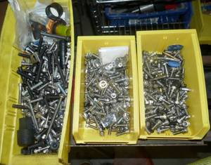lot 38 image: 3 bins of bolts and washers