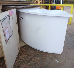 lot 34 image: Curved Reception Counter - bright white laminate