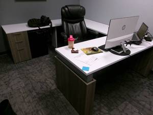 lot 6 image: Power Sit Stand Desk with Filing Cabinet