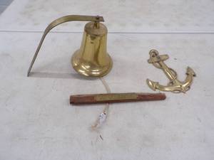 lot 16 image: Ships Bell, Captains Quarters Sign and Anchor  Dcor