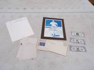 lot 18 image: Autographed Yankees Legend Bill Moose Skowron Picture,, Elvis dollar bills and vintage letterhead