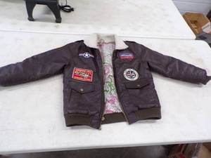 lot 38 image: Kids Size 10 Leather Bomber Jacket