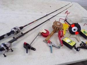 lot 63 image: Fishing Lot with Rods, Reels, Rattle Reels and more