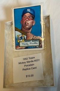 lot 92A image: 1952 Topps Mickey Mantle #331 Porcelain Replica Card Limited Edition Baseball