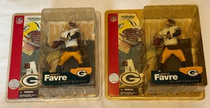 lot 100A image: (2) Brett Favre McFarlanes Sports Picks Football Figure Green bay Packers