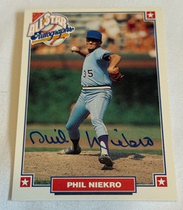 lot 108 image: Phil Niekro Signed 1993 All-Star Autographs Baseball Card With COA