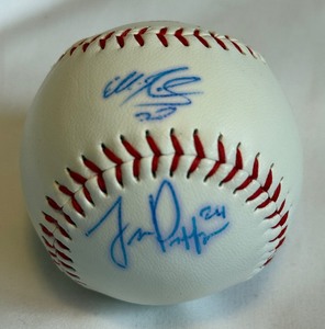 lot 114 image: Eddie Rosario and Trevor Plouffe Signed Rawings Official Leage Ball Minnesota Twins
