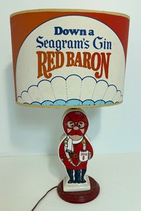 lot 24 image: Vintage Figural Seagrams Red Baron Advertising Lamp 