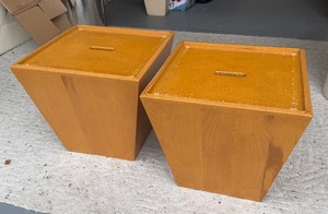 lot 40 image: 1949 Custom Made Stools  Side Tables in the Stlye of Frank Lloyd Wright #1