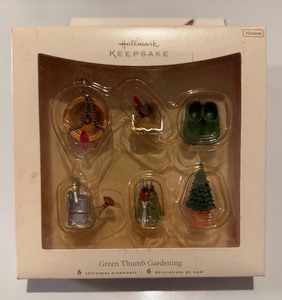 lot 56 image: 2007 Hallmark KEEPSAKE Green Thumb Gardening Christmas Ornaments