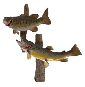 lot 6 image: Taxidermy Mounted Trout and Bass