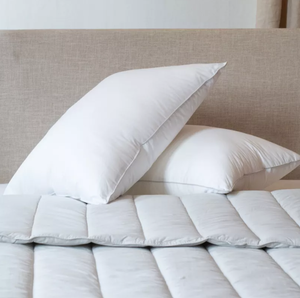 lot 37 image: 2 Pack King Size Firm White Duck Feather & Down Bed Pillow  BOKSER HOME